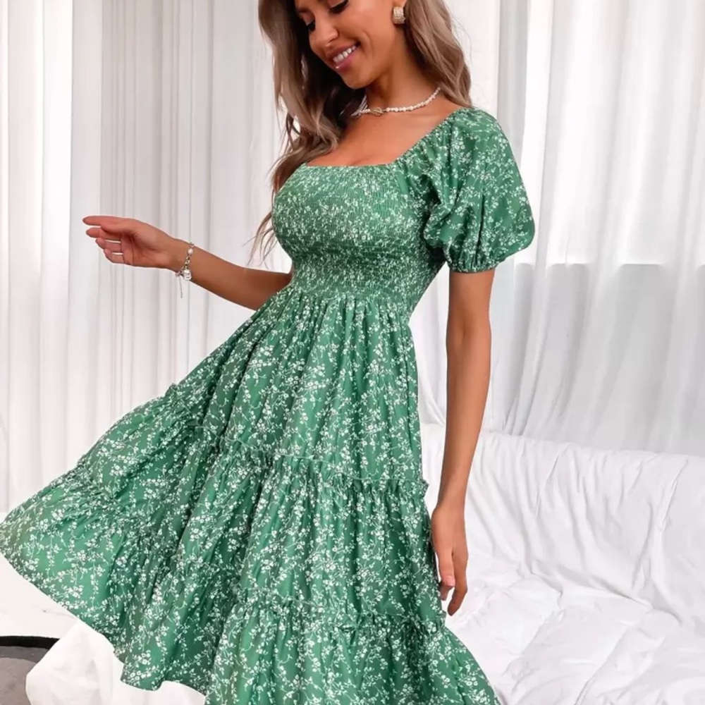 Green Floral Women's Dress